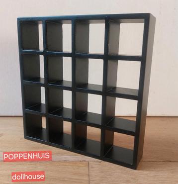 Poppenhuis zwarte vakken kast modern design 1:12 beschikbaar voor biedingen