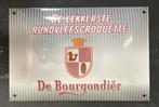 Emaille Bord De Bourgondiër de Lekkerste Vleeskroket, Ophalen of Verzenden, Gebruikt, Reclamebord