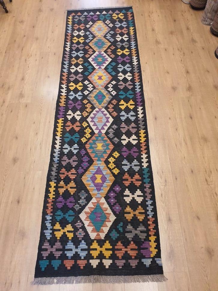 Handgeweven oosterse wollen kelim loper 287x80, Huis en Inrichting, Stoffering | Tapijten en Kleden, Nieuw, 50 tot 100 cm, 200 cm of meer