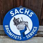 Tof vintage emaille bord Sachs bromfiets-service., Reclamebord, Gebruikt, ., Ophalen of Verzenden