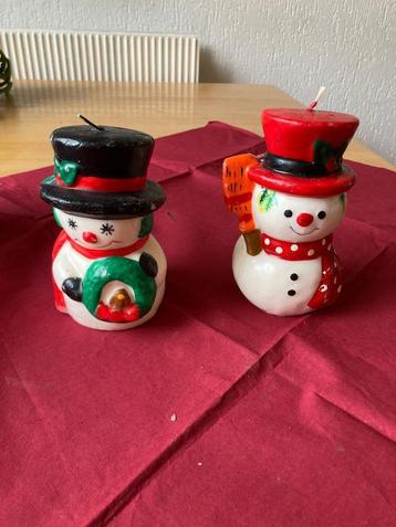 vintage sneeuwmannetjes kaarsen 2 stuks beschikbaar voor biedingen