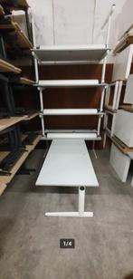Bureau 160x80cm licht blad met wit onderstel, Ophalen of Verzenden, In hoogte verstelbaar, Zo goed als nieuw, Bureau