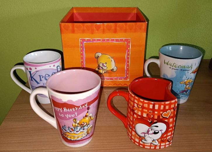 Diddl mokken en kartonnen doosje, Verzamelen, Diddl, Gebruikt, Servies, Ophalen of Verzenden