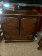 Zware eiken TV kast met schuif en deuren, Ophalen, Gebruikt, 100 tot 150 cm, Eikenhout