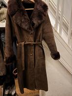 Vintage Suède Lammy Coat, Ophalen of Verzenden, Zo goed als nieuw, Maat 38/40 (M), Bruin