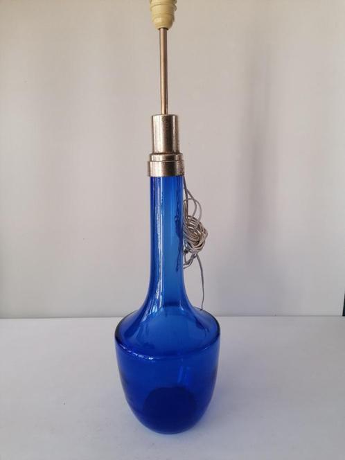 Vintage glazen lampenvoet in koningsblauw 83 cm hoog, Antiek en Kunst, Antiek | Lampen, Verzenden