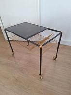 Vintage platenspeler tafeltje, Huis en Inrichting, Ophalen, Gebruikt, Rond, Hout