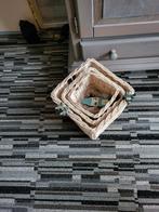 Set van 3 Rieten mandjes van Ikea, Huis en Inrichting, Ophalen, Gebruikt, Mand, Vierkant