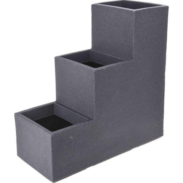 Bloembakken 3-traps, Tuin en Terras, Bloembakken en Plantenbakken, Zo goed als nieuw, Kunststof, Balkon, Tuin, 30 tot 60 cm, Overige vormen