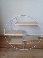 Wit metalen wandrek rond met houten plankjes, Ophalen of Verzenden, Gebruikt