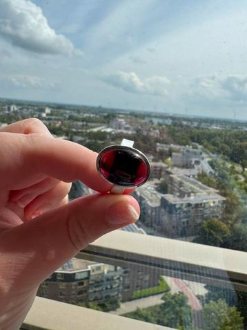 Verstelbare 925 zilvere granaat ring beschikbaar voor biedingen