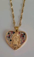 Hart Maria Ketting en Hanger Christelijk heilig 18k verguld, Sieraden, Tassen en Uiterlijk, Kettingen, Overige materialen, Verstelbaar