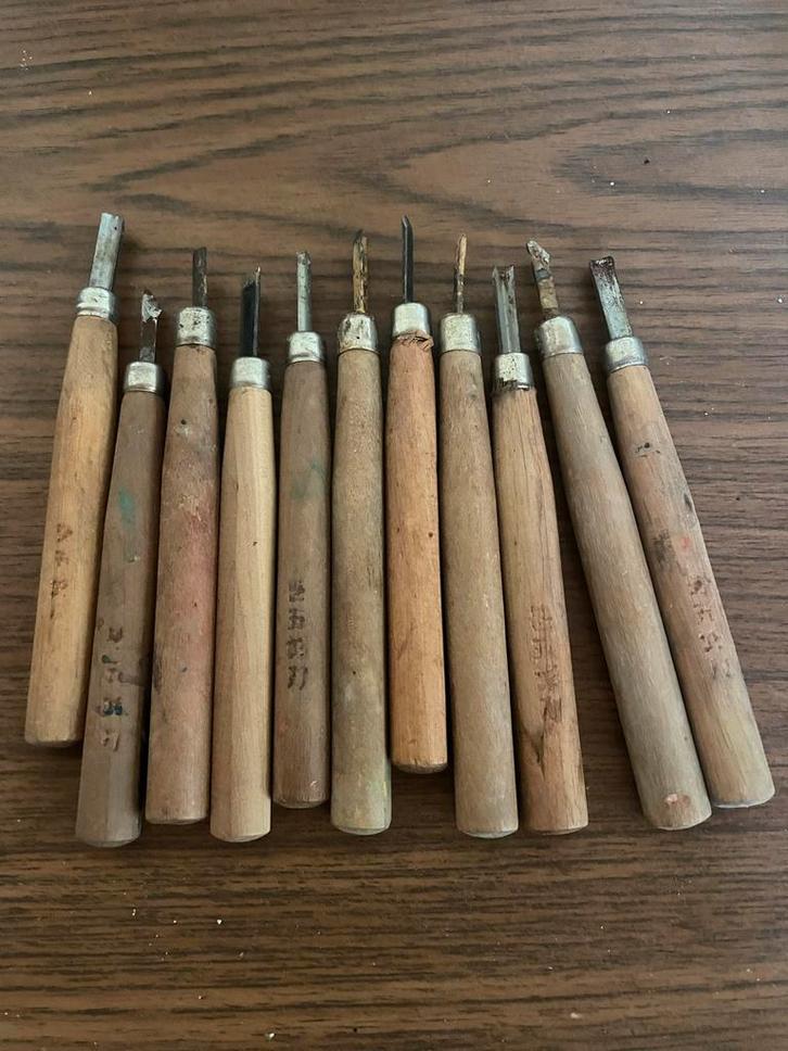 Houtsnijgereedschap Set - 10 stuks, Doe-het-zelf en Verbouw, Gereedschap | Handgereedschap, Gebruikt, Ophalen