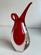 Vintage Somerso Murano Vaas Rood Mandruzzato Flavio Poli, Antiek en Kunst, Antiek | Glas en Kristal, Ophalen of Verzenden