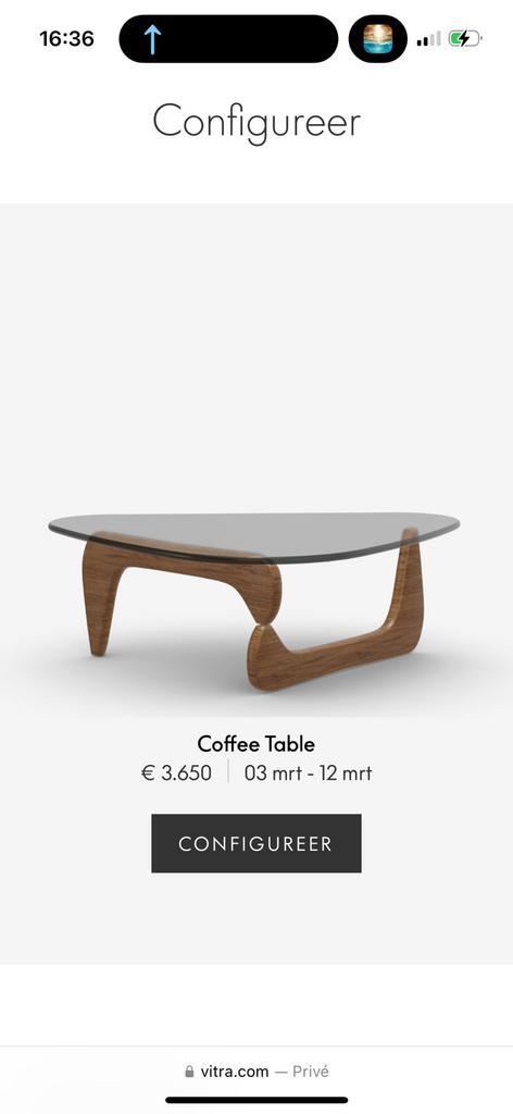 Originele nieuwe Vitra Noguchi walnoot LP € 3.650,-, Huis en Inrichting, Tafels | Salontafels, Nieuw, Minder dan 50 cm, Rond, Ophalen of Verzenden