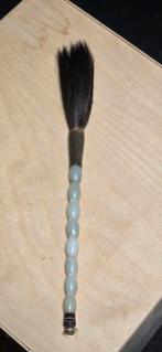 Antieke Chinese kalligrafie penseel met groene jade handvat, Ophalen of Verzenden