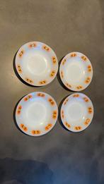 Vier vintage jena glass Schott mainz borden, Ophalen, Gebruikt, Glas, Bord(en)