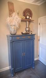 Prachtige authentieke sfeervolle meiden kast 1860 Rijks Blue, Ophalen, Kast, 105 cm of meer, Zo goed als nieuw