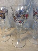 Vintage karaf met glazen en kleuren, Antiek en Kunst, Antiek | Glas en Kristal, Ophalen of Verzenden