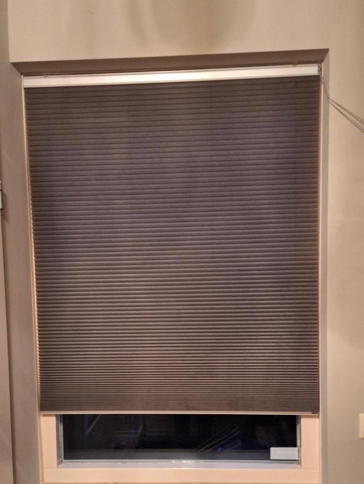 3 Plissé gordijnen Cedeko, Huis en Inrichting, Stoffering | Gordijnen en Lamellen, Gebruikt, 100 tot 150 cm, 50 tot 100 cm, Grijs