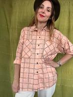 Vintage blouse / overhemd - zalm - katoen - S/36/small, Oranje, Ophalen of Verzenden, Vintage, Maat 36 (S)