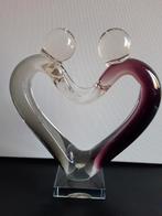 Glazen Hart 25 cm hoog aubergine/olijfgroen, Antiek en Kunst, Antiek | Glas en Kristal, Ophalen