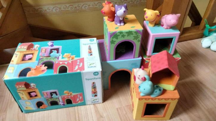 Stapelspel boerderijdieren Topanifarm Djeco, Kinderen en Baby's, Speelgoed | Babyspeelgoed, Gebruikt, Overige typen, Ophalen of Verzenden
