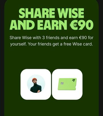 Gratis wise creditcard middels vriend code beschikbaar voor biedingen
