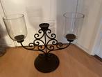 Metalen Kandelaar Brocante Stijl, Gebruikt, 25 tot 50 cm, Zwart, Ophalen of Verzenden