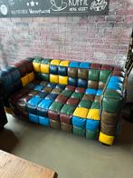 Unieke Chesterfield in patchwork style, Ophalen, Gebruikt, Tweepersoons, Leer