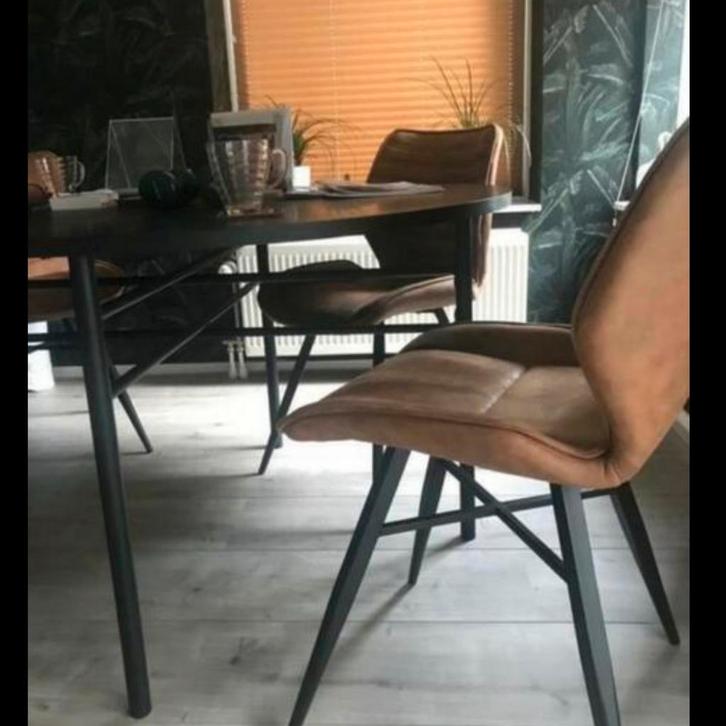 6x Pronto Wonen Coredo eetstoelen - Cognac prijs p. Stk, Huis en Inrichting, Stoelen, Zo goed als nieuw, Vijf, Zes of meer stoelen
