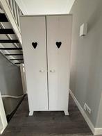 Houten witte 2 deurs kledingkast, Huis en Inrichting, Ophalen, Gebruikt, Met hangruimte, 50 tot 100 cm