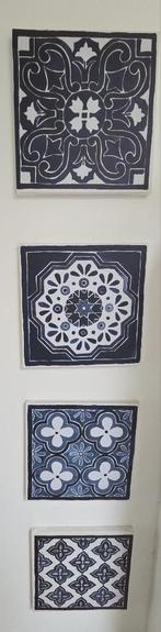 Canvas Wall Art – Set of 4 Blue & White Tile Bundle, Ophalen, Minder dan 50 cm, Nieuw, Print