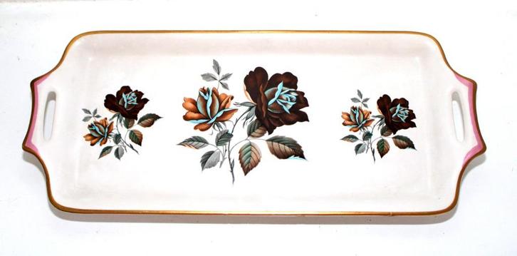 Prachtige Gouda Plateel Cakeschaal Rozen Keramiek Gouda, Antiek en Kunst, Curiosa en Brocante, Verzenden