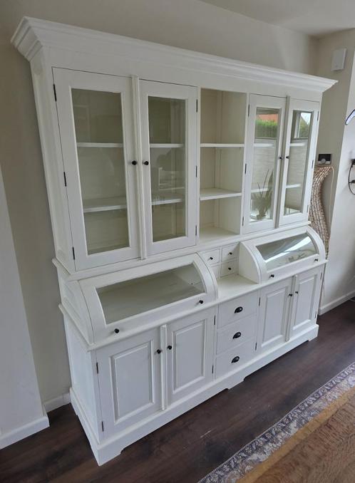Witte landelijke buffetkast / vitrinekast – 210x200 cm, Huis en Inrichting, Kasten | Buffetkasten, Gebruikt, 150 tot 200 cm, 150 tot 200 cm
