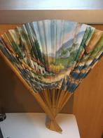 Vintage handgeschilderde waaier met landschap, Ophalen of Verzenden