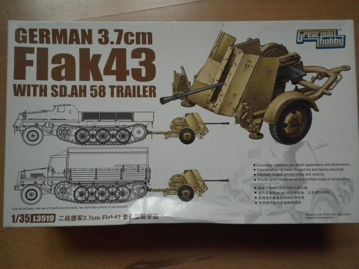 Great Wall hobby L3519, German 3,7 cn Flak 43,  1/35, Hobby en Vrije tijd, Modelbouw | Auto's en Voertuigen, Nieuw, Overige typen