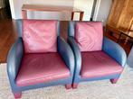 B&B Italia 2 set leren poltrone baisity  blauw bordeauxrood, Huis en Inrichting, Ophalen, Gebruikt, Twee, Blauw