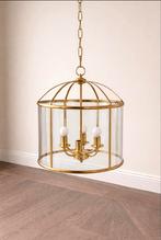 Messing hanglamp met glas - Den Haag, Ophalen, Zo goed als nieuw, Glas, Minder dan 50 cm