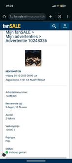 2 kaartjes (staanplaatsen) voor Kensington op 5 december!, Tickets en Kaartjes, Twee personen, December