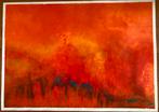 Abstract Schilderij Acryl op Papier, Ophalen of Verzenden