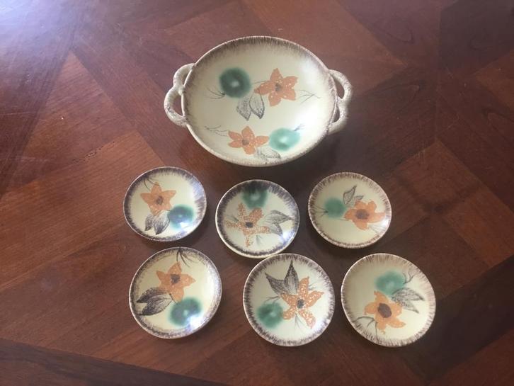 Elsterwerda Duitsland. 7 delig petit four of bonbonset, Antiek en Kunst, Antiek | Keramiek en Aardewerk, Ophalen of Verzenden