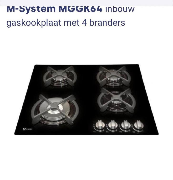 M Line 4 pits gaskookplaat T E A B, Witgoed en Apparatuur, Kookplaten, Gebruikt, Inbouw, Gas, 4 kookzones, Ophalen