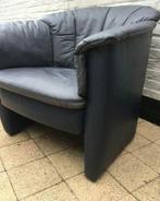 ZGAN. Echt lederen kuipstoel, Grijs-blauwe kuipstoel, schoon, Ophalen, Blauw, Leer, Zo goed als nieuw