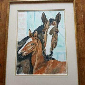 Aquarel paard met veulen Trudy Keyzer 1996 beschikbaar voor biedingen