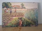 Oude prent op spaanplaat, Ophalen of Verzenden