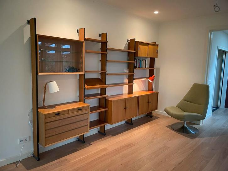 Vintage teak wandsysteem, Huis en Inrichting, Kasten | Stellingkasten, Zo goed als nieuw, Ophalen
