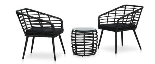 AANBIEDING | 3 delige bistroset tuinset zwart! GRATIS BEZORG, Tuin en Terras, Tuinsets en Loungesets, Nieuw, Bank, Stoel, Verzenden