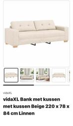 Moderne Beige Linnen Bank - vidaXL, Huis en Inrichting, Banken | Bankstellen, Ophalen, 75 tot 100 cm, Rechte bank, Stof