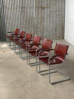 6x Matteo grassi visitor eetkamerstoelen 1960 bruin leer, Huis en Inrichting, Stoelen, Ophalen, Aalsmeer, Vintage, Leer